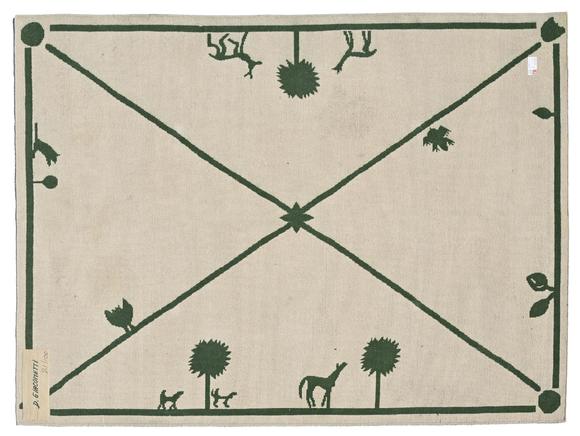 Piguet - H?tel des VentesDiego Giacometti (1902-1985),  La promenade des amis , 1985, tapis noué, signé et numéroté au dos 21/100, 179x238,7 cm