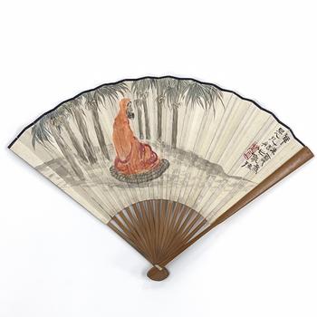「趙叔孺」畫賛 達磨 扇面