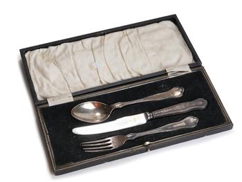 Silver Tableware Set (A Set of Knife, Fork and Spoon, with Original Box and Craft Details)