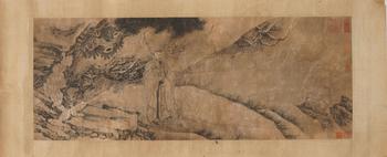 Antique Ink Scroll of Wandering Recluse Scholar