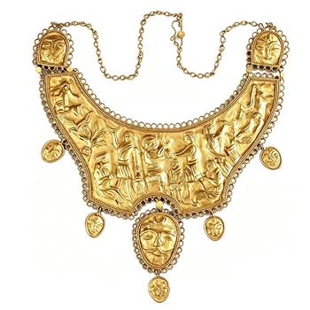 Magnificent Achaemenid Persian Repoussé Gold Figural Collar Necklace