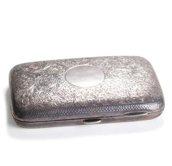 Silver Chased Intertwined Branch-Patterned Cigarette Case