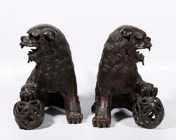 銅獅形香薰（一對(duì)）