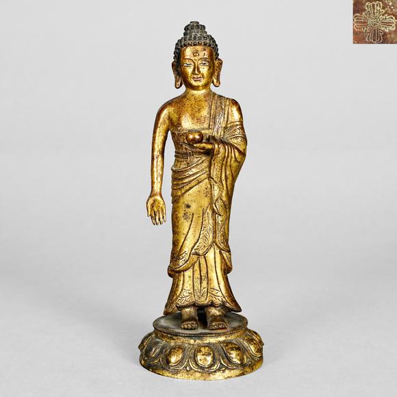 三杉美術(shù)|三杉美術(shù)2026年荷風(fēng)拾珍藝術(shù)品拍賣會(huì)明 銅鎏金釋迦牟尼