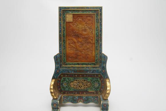 蘭亭古美術(shù)オークション|蘭亭古美術(shù)オークション會(huì)社夏日拍賣會(huì)清 田黃龍紋銅胎琺瑯插屏