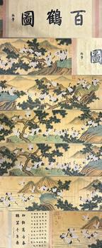 沈銓 百鶴圖 手卷絹本
