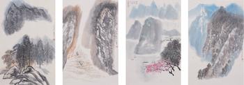 何海霞 山水四屏