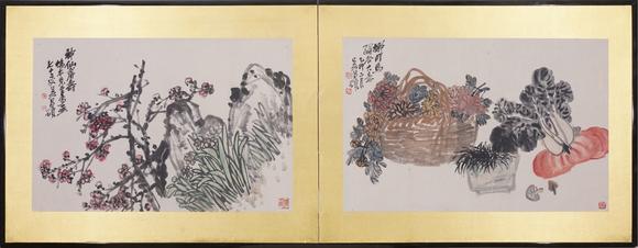 東洋國(guó)際|佐藤美術(shù)館一期一會(huì)第四十六回吳昌碩 花卉兩曲屏風(fēng)