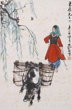 黃胄 柳蔭牧牛圖
