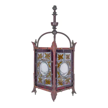 Aesthetic Movement Large gas hall lantern with Owen Jones type motifs