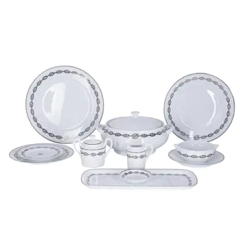 Philippe Mouquet for Hermes, Paris A extensive 81 piece Hermes Porcelain Chaine D'Ancre Set dinner