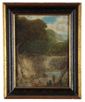 Lot 167 ATTRIBUTED TO THOMAS CRESWICK (1811-1869) Riverside landscape with figures