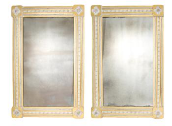 Lot 322 AN IMPRESSIVE PAIR OF GREY-PAINTED AND PARCEL-GILT PIER MIRRORS