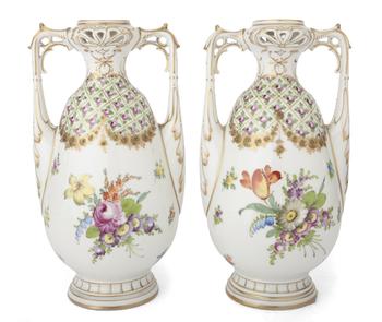 Lot 3 A PAIR OF LIMOGES PORCELAIN VASES