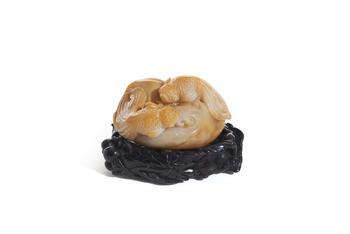 A carved steatite group of two fish