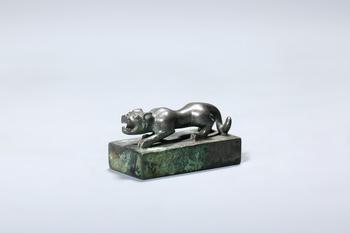 A Bronze Square Seal with Crouching Tiger Knop, China, 3rd–2nd centuries BCE
