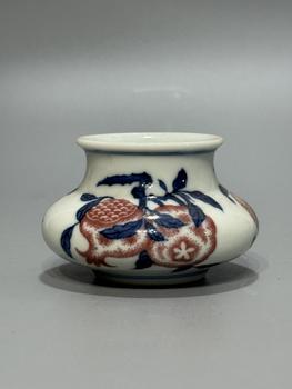 A Underglaze Blue and Red Water Pot with Pomegranate Fruit Branch Decoration, China, 18th century