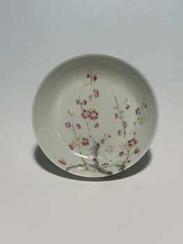 A Small Round Famille Rose Dish Decorated with Plum Blossom Branch, 19th–20th Century
