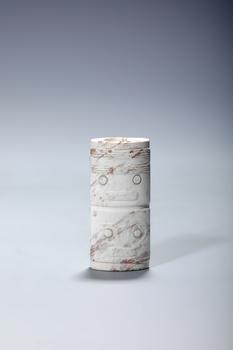 A Chicken-Bone Jade Cylindrical Cong Pendant with Double Mask Motifs, China, 3rd–2nd millennia BCE