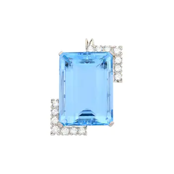 Platinum, Aquamarine and Diamond Pendant