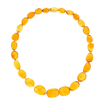 Seaman Schepps Citrine Bead Necklace with Gold Clasp