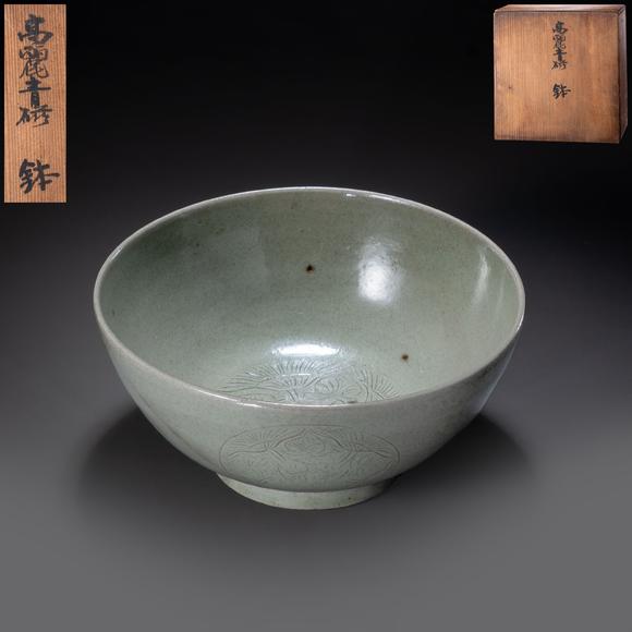 大阪國際高麗時期 青磁暗刻鳥文碗