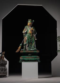 明代 三彩關公造像