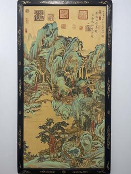 紫檀木框古山水畫
