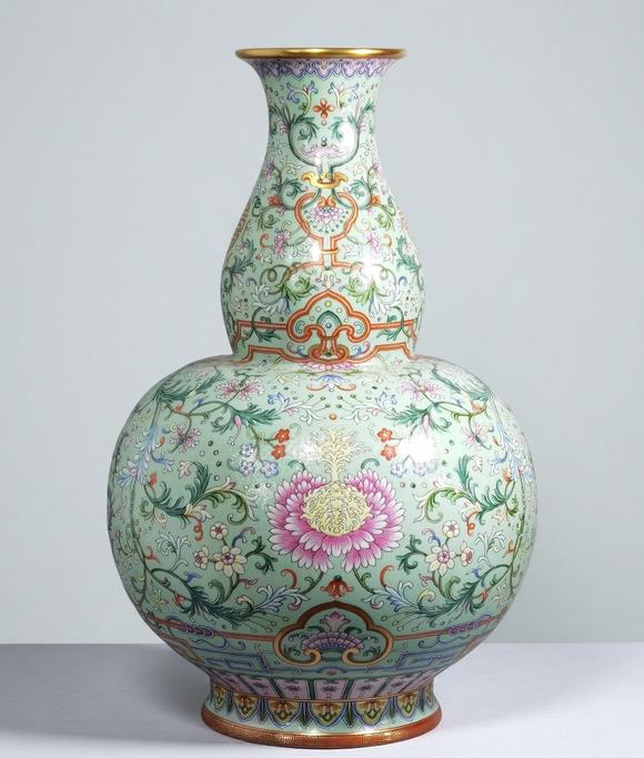東京蕓術(shù)|2026東京蕓術(shù)競売春季藝術(shù)品拍賣會清乾隆 淺綠地洋彩扒花綿上添花萬壽連延葫蘆瓶