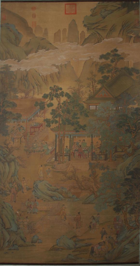 東京蕓術(shù)趙孟頫 蘭亭雅集圖 立軸絹本設(shè)色