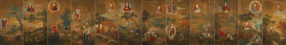 東京蕓術(shù)吳道子 唐 十二大愿軸 絹本