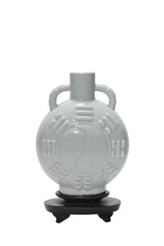 A Light Celadon Bag Vase with Taiji Trigram Relief, 18th–19th C Pr.