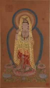 吳道子絹本觀(guān)音像圖畫(huà)