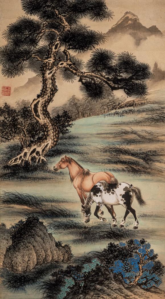 金澤美術(shù)溥佐 松下雙駿圖