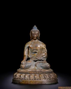 Qingganlong bronze lacquer gold Sakyamuni | 清乾隆 銅漆金釋迦牟尼