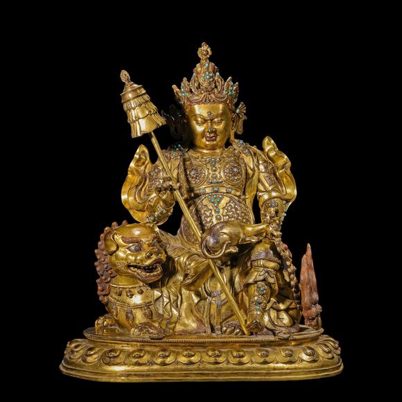 Eden Fine Antiques Galleries LLCA CHINESE GILT BRONZE VAISHRAVANA STATUE