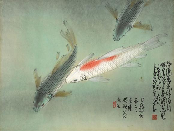 華藝國(guó)際|華藝2026春季拍賣(mài)會(huì)林湖奎（b.1945） 趙少昂、陳厚練題 妙絕魚(yú)兒作隊(duì)行