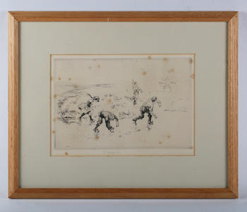 Edmund Blampied (British 1886-1966) - Children playing, etching, signed lower centre, p.19.5cm x 29.5cm, within an oak frame.