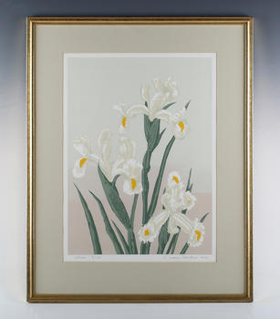 Valerie Christmas (British 1934-2020) - 'Irises', colour screenprint, signed in pencil and dated 1982 lower right, titled and numbered 6/10 lower left