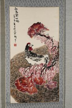 佚名  水墨粉彩冠上加官圖
