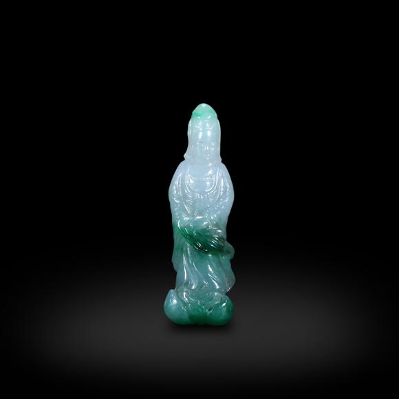 鐮倉美術|藝術品拍賣會（第十三回)清 翡翠雕觀音菩薩像
