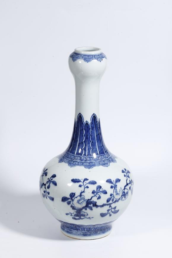 弘楊株式會社|弘楊美術(shù)8月オークション第2回青花福祿壽紋蒜頭瓶