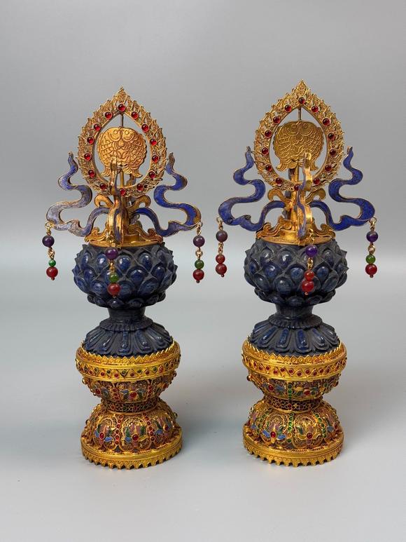 東京蕓術(shù)掐絲青金石藏傳佛教擺件天然青金石可檢測，純