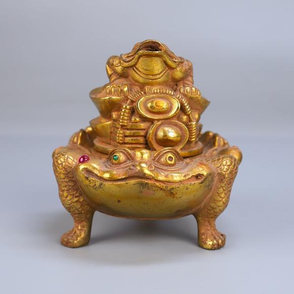 東京蕓術(shù)|關(guān)西古藏—薈萃雜項(xiàng)專(zhuān)場(chǎng)銅鍍金金蟾熏爐擺件