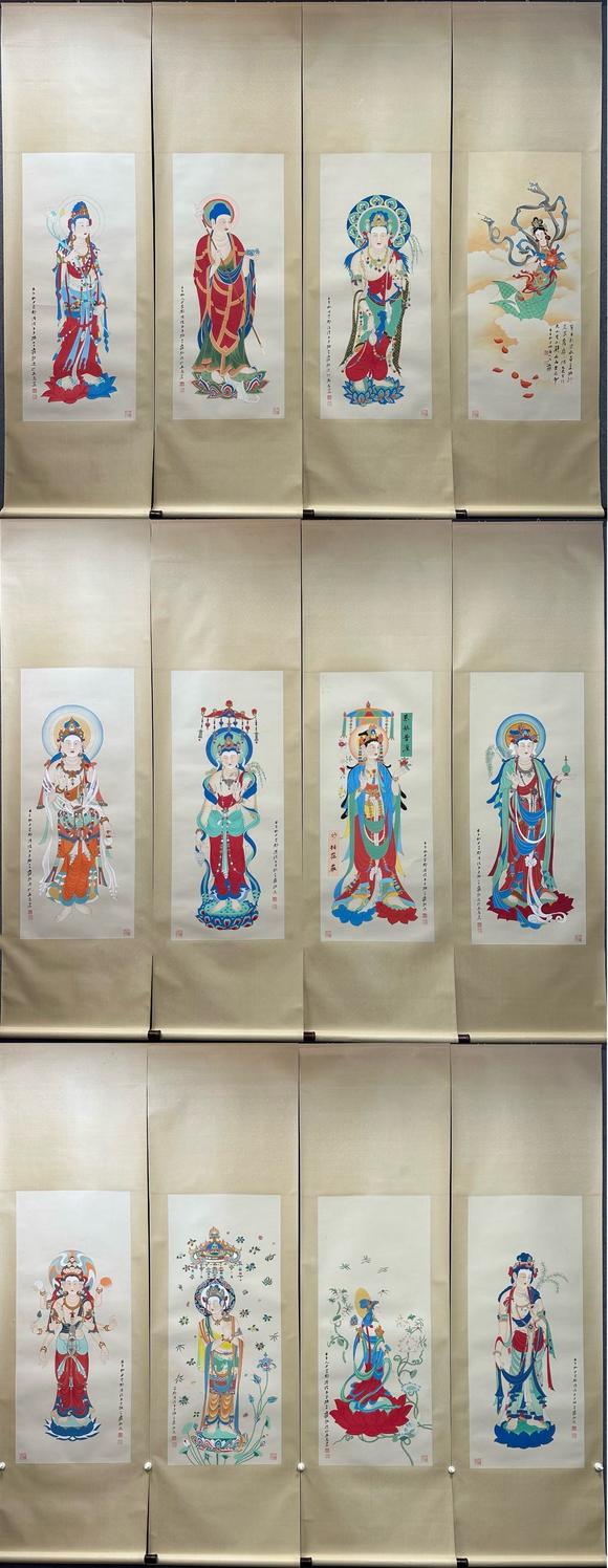 日本松町古美|銀竹凝輝?蕓術(shù)品オークション張大千 佛像圖十二條屏