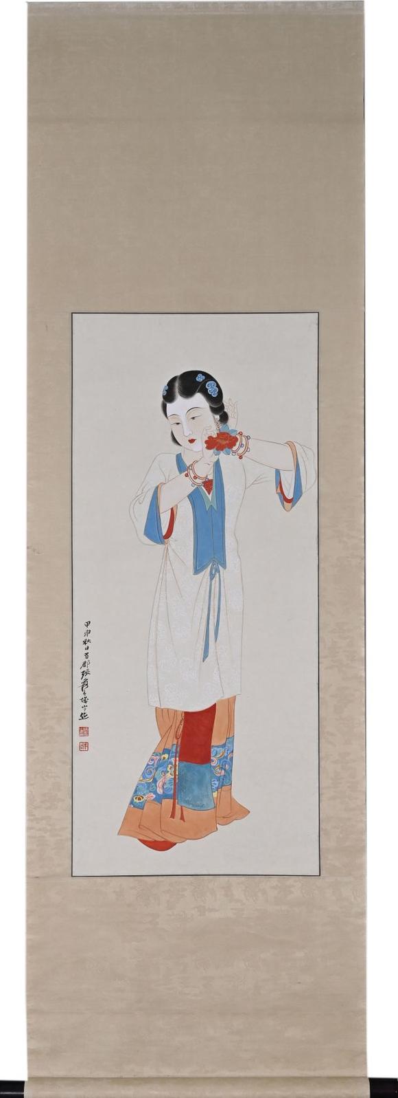 日本松町古美|銀竹凝輝?蕓術(shù)品オークション張大千 拈花仕女