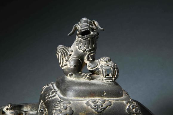 中国 紀元前七世紀 春秋早期 古銅青銅 波曲文 鼎 時代箱 D R9599B