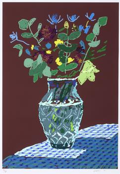 David Hockney OM CH RA,?
British b.1937-?

Flowers On The Table Edge