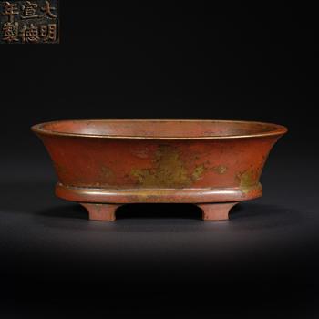 中国宣徳年製、中国古玩堆朱 PK192. 中国古玩 時代唐物 堆朱 花唐草文 盆 合箱 / 漆器漆芸