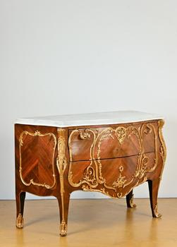 Louis XV style chest of drawers with white marble …